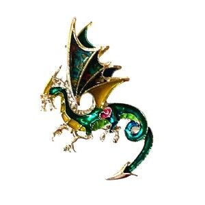 BONSNY Mythical Dragon Brooch Enamel Plated Metal Alloy